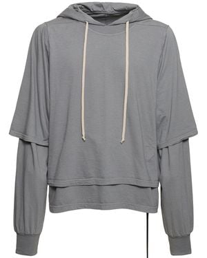 Rick Owens Hustler Hooded Cotton Jersey T-Shirt - Grey