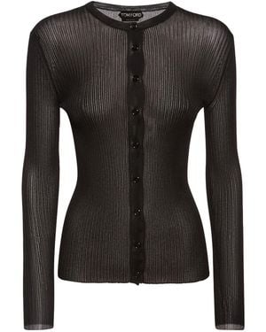 Tom Ford ジャージーリブカーディガン - ブラック