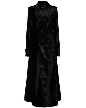 Ann Demeulemeester Siri ベルベットロングコート - ブラック