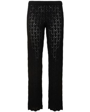 THE GARMENT Canada Crochet Wool Straight Trousers - Black