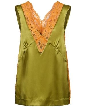 Dries Van Noten Donna Shake Stretch Silk Satin Top - Green