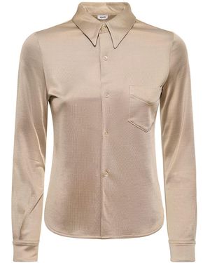 Aspesi Hemd Aus Stretch-satin Mit Tasche - Natur