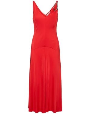 Lanvin Midikleid Aus Satin Mit Verzierung - Rot