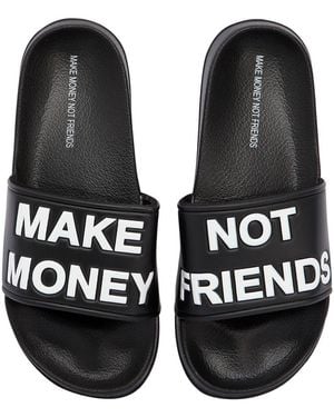 MAKE MONEY NOT FRIENDS Logo Rubber Slide Sandals - Black