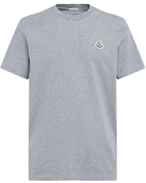 Moncler Pack Of 3 Logo Patch Cotton T-shirts - Grey