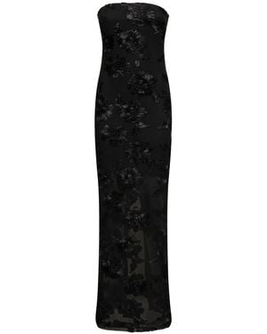ROTATE BIRGER CHRISTENSEN Kleid Aus Mesh Mit Blumenmuster - Schwarz