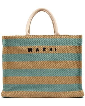 Marni Herren Large Basket Raffia Effect Tote Bag - Blau
