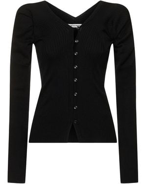 Low Classic Damen V-Neck Knit Wool Cardigan - Schwarz