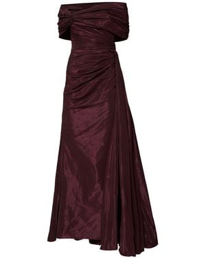 Zuhair Murad Off-Shoulder Draped Faille Long Dress - Purple