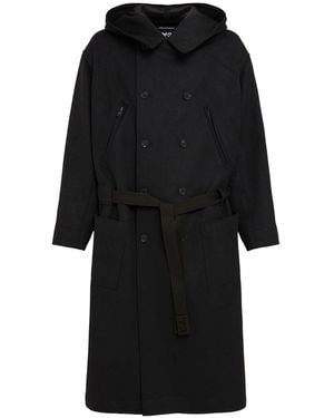 Y-3 Melton Wool Blend Coat - Black