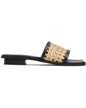 Bembien 10mm Hohe Sandalen Aus Leder Und Rattan "pia" - Weiß