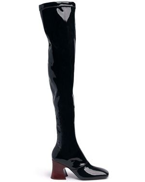 Chloé 80mm Patent Leather Over The Knee Boots - Black