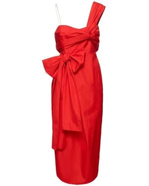 Cecilie Bahnsen Valentina One Shoulder Cotton Midi Dress - Red