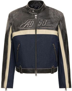 ANDERSSON BELL 24 Racing Leather & Denim Jacket - Black