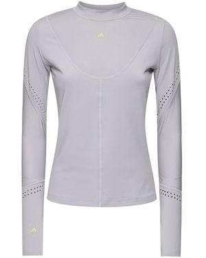 adidas By Stella McCartney Recycled Laser-Cut Thumbhole Top - Grey