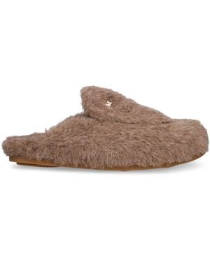 Max Mara 10Mm Teddy Cashmere & Silk Mules - Brown