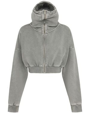 Entire studios Damen Verkürzter Hoodie Mit Durchgehendem Reißverschluss - Grau
