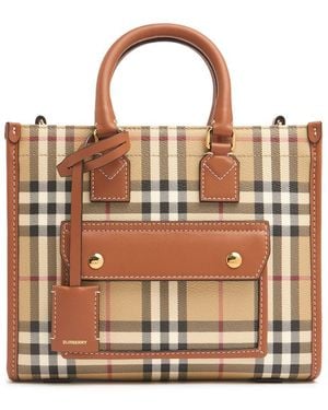 Burberry Damen Mini Handtasche Aus Canvas "Freya" - Braun