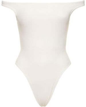 David Koma Off-The-Shoulder Ribbed Jersey Bodysuit - White