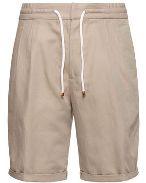 Brunello Cucinelli Bermuda-cargoshorts Aus Baumwolle Und Leinen - Weiß