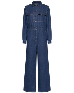 Weekend by Maxmara Pirania Cotton Denim Jumpsuit - Blue