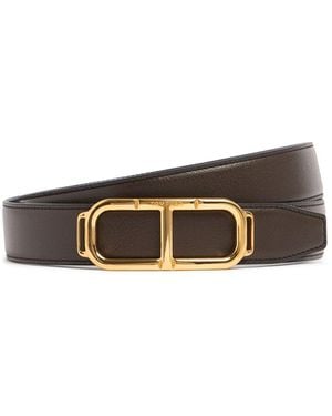 Tom Ford 3cm Breiter Ledergürtel "stadium" - Weiß
