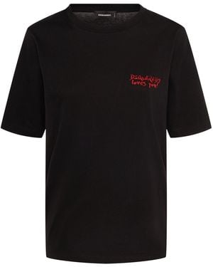 DSquared² T-shirt Aus Baumwolljersey Mit Logo - Schwarz