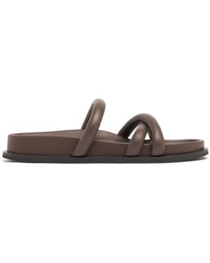 St. Agni 20mm Hohe Ledersandalen "soft Cross" - Braun
