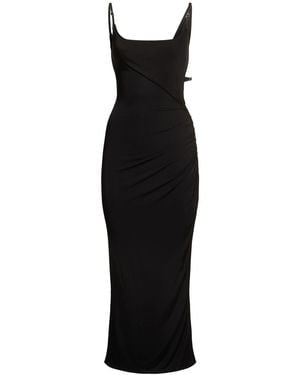 Mugler ライトシャイニージャージー ロングドレス - ブラック