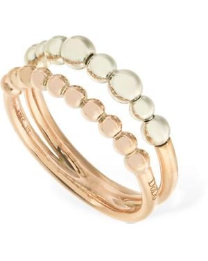 Dodo 9kt Bollicine Rose Gold & Silver Ring - Metallic