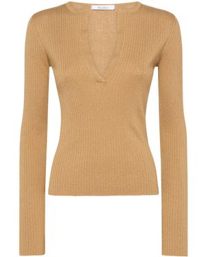 Max Mara Langarmoberteil Aus Seide Und Kaschmir "urlo" - Natur
