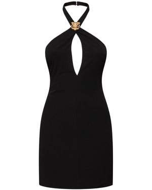 Roberto Cavalli Matte Viscose Jersey Halter Minidress - Black