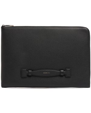 Gucci レザービジネスポーチ - ブラック
