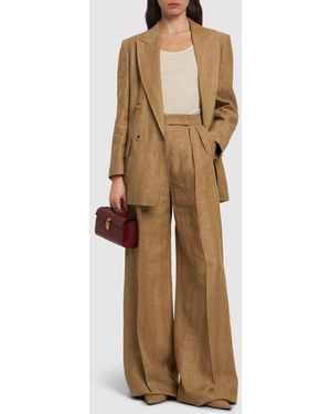 Max Mara Aversa リネンワイドパンツ ホワイト | Lyst