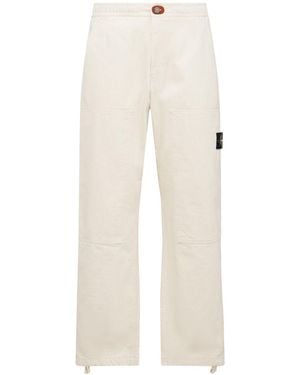 Stone Island Cotton Gabardine Trousers - White
