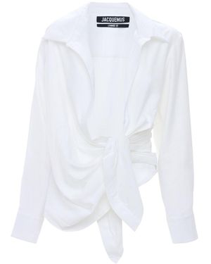 Jacquemus ドレープビスコースブレンドシャツ - ホワイト