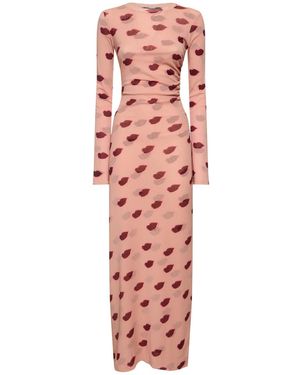Stella McCartney Lip メッシュロングドレス - レッド