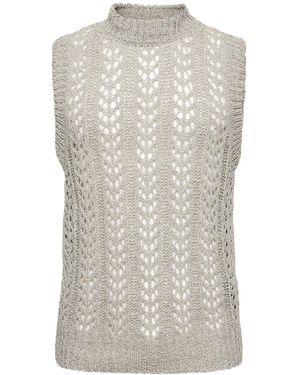 J.L-A.L Redos Cotton Blend Open Knit Vest - Gray