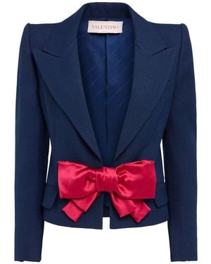 Valentino シングルブレストビスコースブレーザー - ブルー