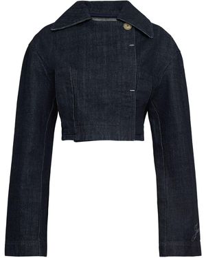 Jacquemus La Veste De-nîmes Marinoクロップジャケット - ブルー