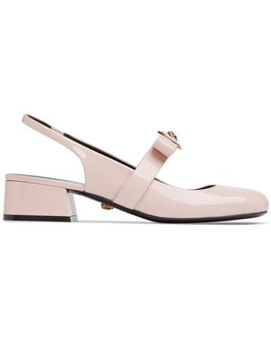 Versace Gianni Ribbon パテントレザースリングバックパンプス 35mm - ナチュラル