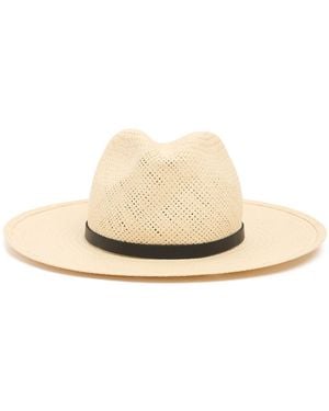 Janessa Leone Donna Lyra Packable Straw Fedora Hat - Natural