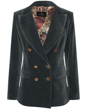 Etro Black Viscose Blend Blazer | Lyst