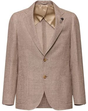 Lardini ウール&リネンブレザー - ブラウン