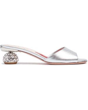 Roger Vivier Jewel Heel メタリックレザーミュール 50mm - ナチュラル