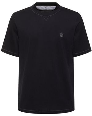 Brunello Cucinelli Cotton Logo T-shirt - Black