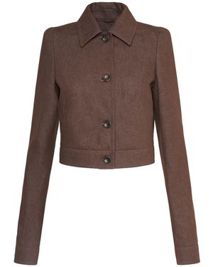 Max Mara Carpa Cropped Denim-Effect Jacket in Brown | Lyst