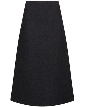 The Row Lison Wool Blend Midi Skirt - Black