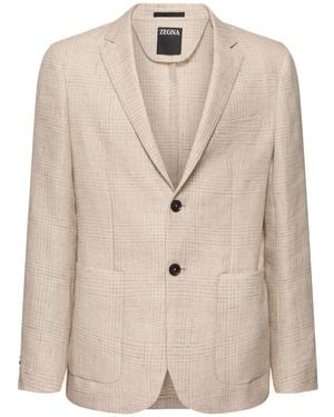 ZEGNA リネン&ウールシャツジャケット - ナチュラル