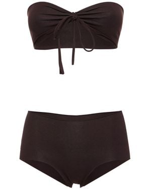 ISOLE & VULCANI Seamless Cotton Jersey Bikini - Brown